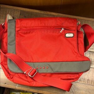 Tumi Tech Red and Gray Messenger Bag